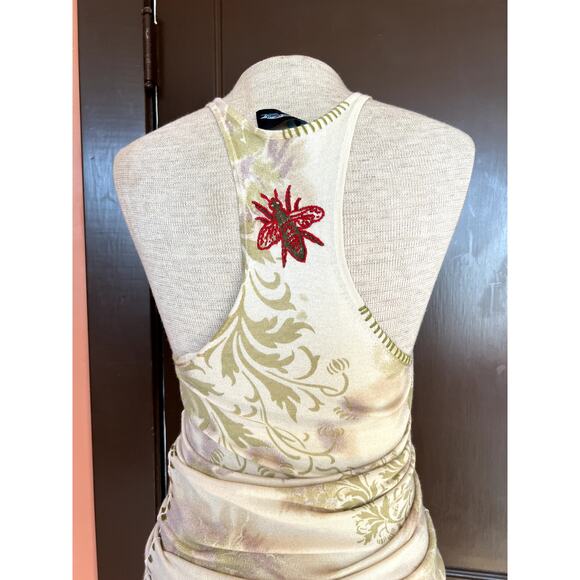 Y2K Vintage Embroidered Stitch Floral Bee Tunic Top by Till The End - Sz Small - Picture 8 of 8